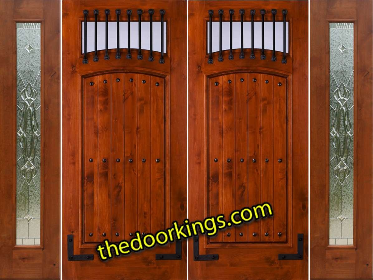 sw64 knotty alder double door with two bevel sidelites